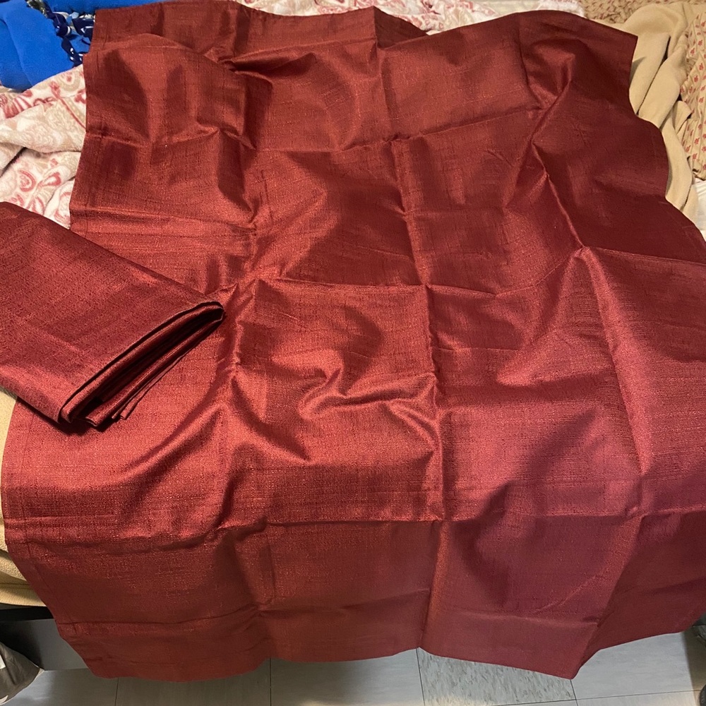 Set of burgundy blackout curtains